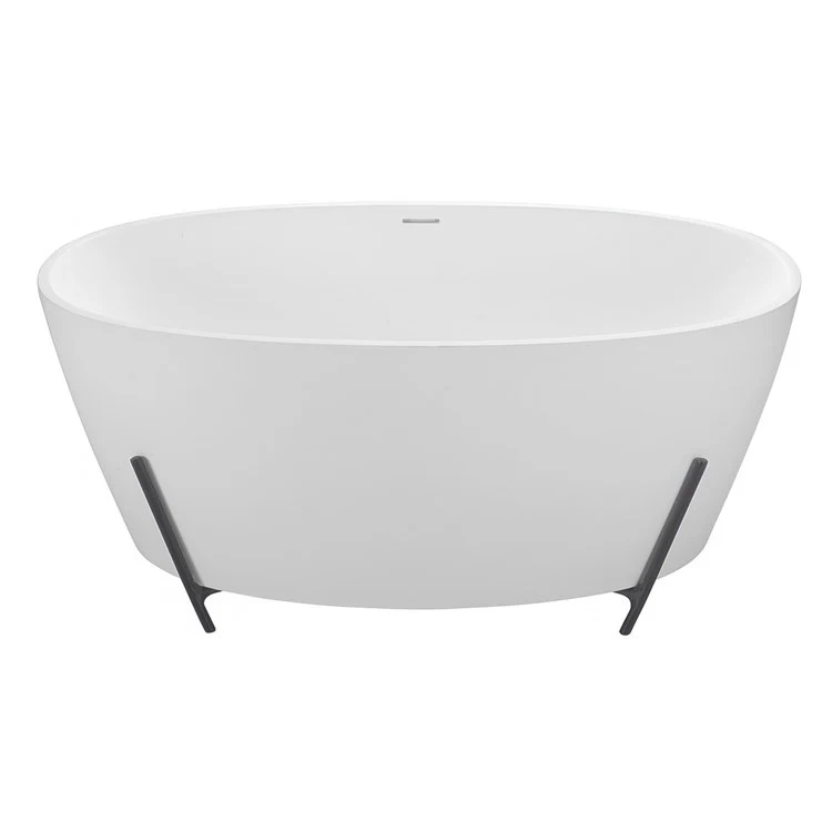 Soaking Tub Elena 58 x 32 Inch Freestanding Rolled Rim with Cradle Center White Gloss Sculpturestone 75 Gallons 27-3/4 Inch - Frankwebs