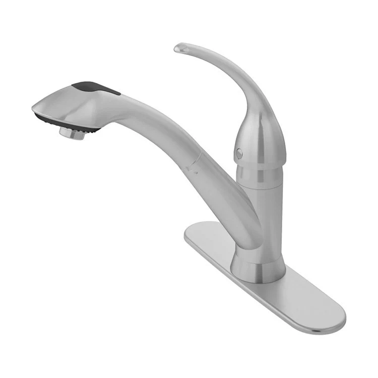 Kitchen Faucet Vella 8 Inch Spread 1 Lever ADA Stainless Steel Swivel Spout 1 Hole Metal 9-7/8 Inch 1.5 Gallons per Minute - Frankwebs