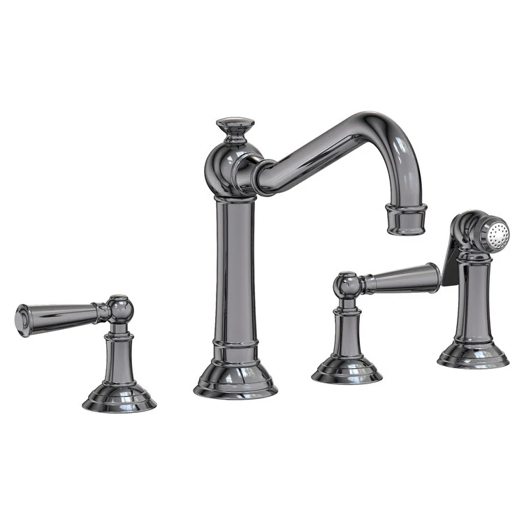 Kitchen Faucet Jacobean Widespread 8 Inch Spread 2 Lever ADA English Bronze Sidespray Spout Height 6 Inch 1.8 Gallons per Minute - Frankwebs