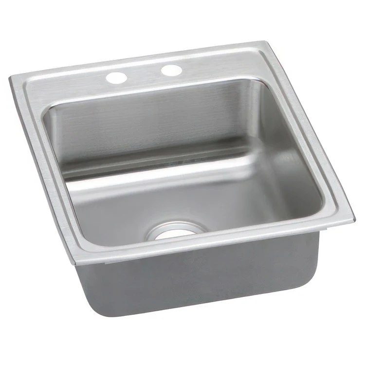 Kitchen Sink Lustertone Classic 19.5 x 22 Inch Single Bowl 2 Hole ADA Lustrous Satin Drop-In Rectangle Drain Location Rear Center Depth 5-1/2 Inch Quick Clip Mounting System Bottom Only Pads - Frankwebs