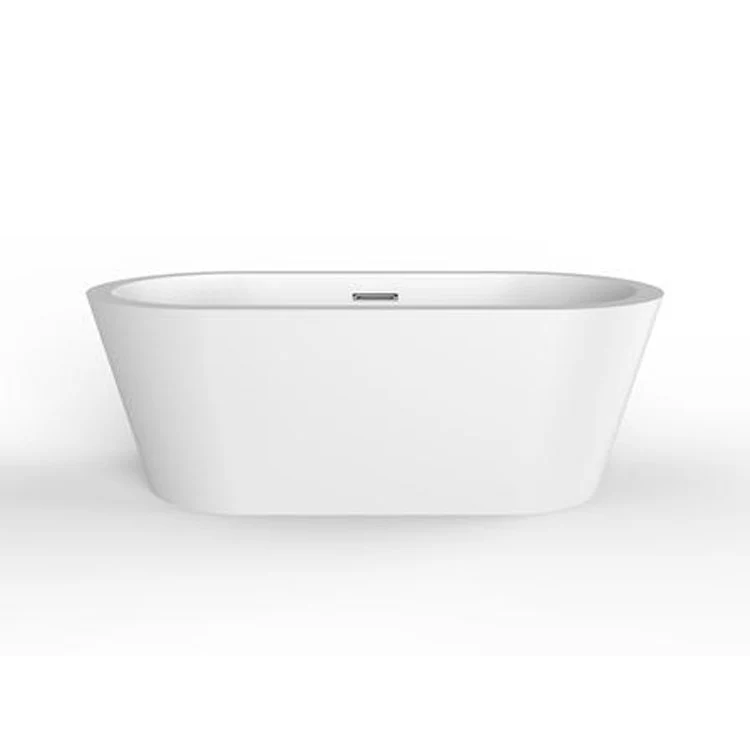 Freestanding Tub Pelham 65 Inch Oval Acrylic White/Polished Brass Drain and Overflow No Faucet Holes Tap Deck - Frankwebs