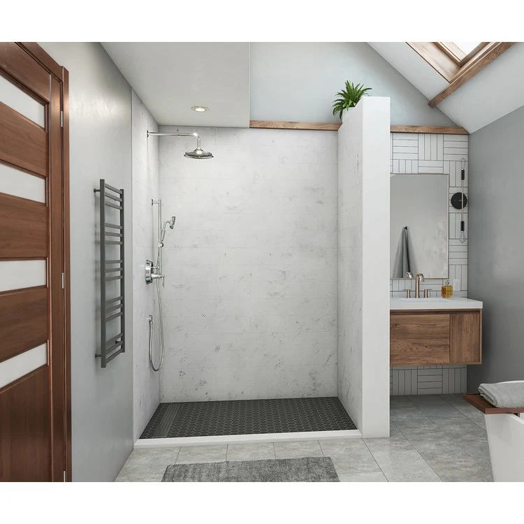 Shower Wall Kit Modern 6x24 Inch Tile Subway Pattern 32 x 62 Inch Carrara Swanstone - Frankwebs