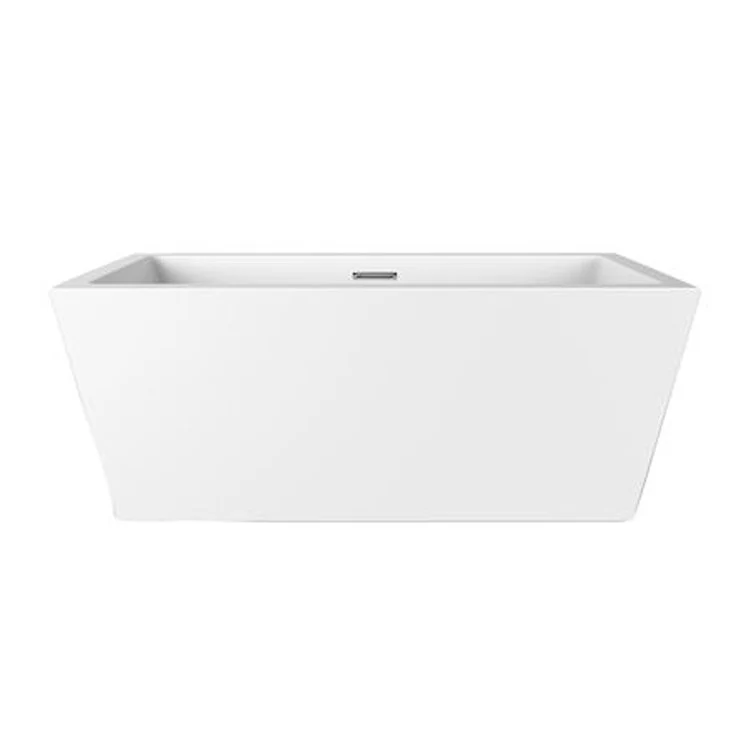 Freestanding Tub Sheldon 59 Inch Rectangle Acrylic White/Polished Nickel Drain and Overflow No Faucet Holes - Frankwebs