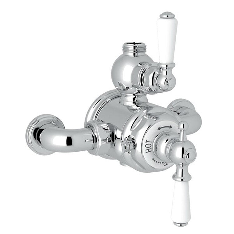 Thermostatic Valve Trim Edwardian Exposed with Volume & Temperature Control 2 Lever Polished Chrome - Frankwebs
