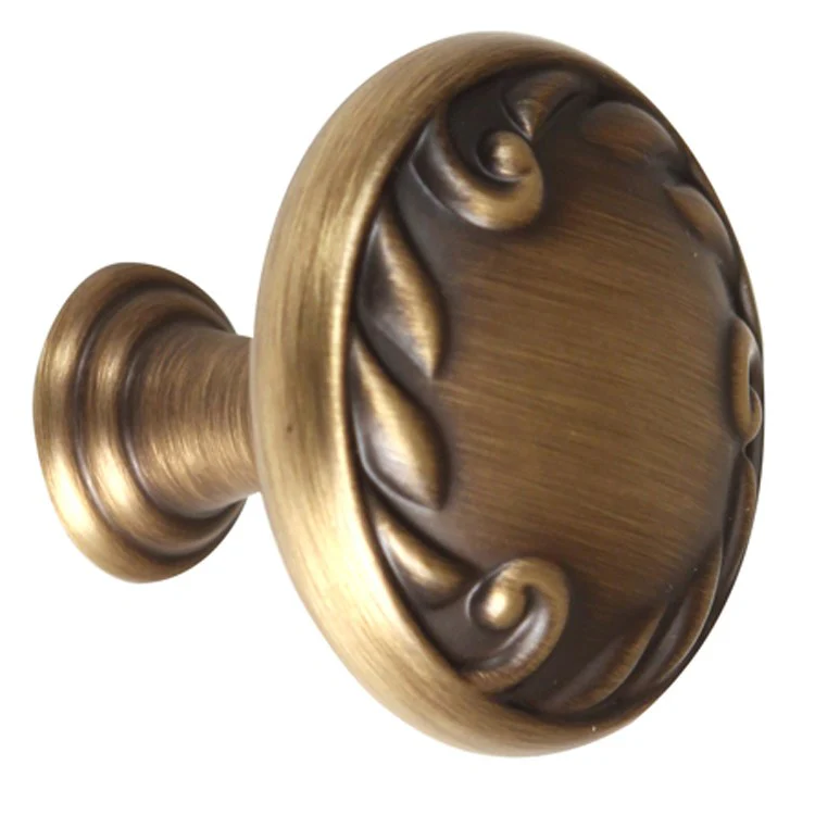 Knob Ornate Round Satin Nickel Brass 1-1/2 Inch 1-1/4 Inch 11/16 Inch - Frankwebs
