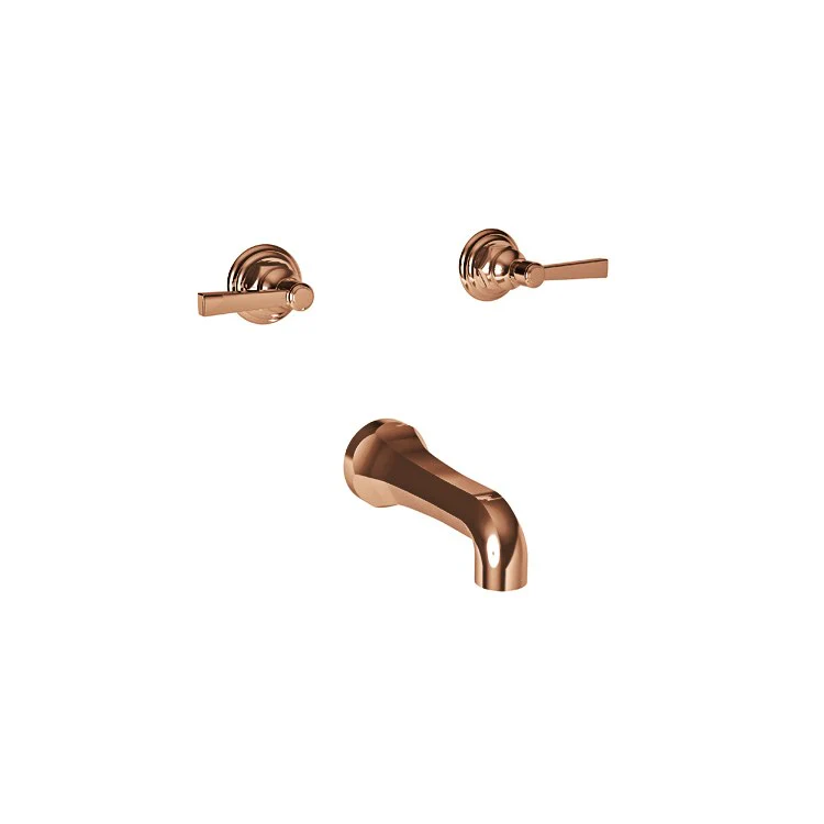 Tub Filler Trim Astor Wall Mount 2 Lever Satin Gold PVD ADA 7-7/8 Inch Spread - Frankwebs