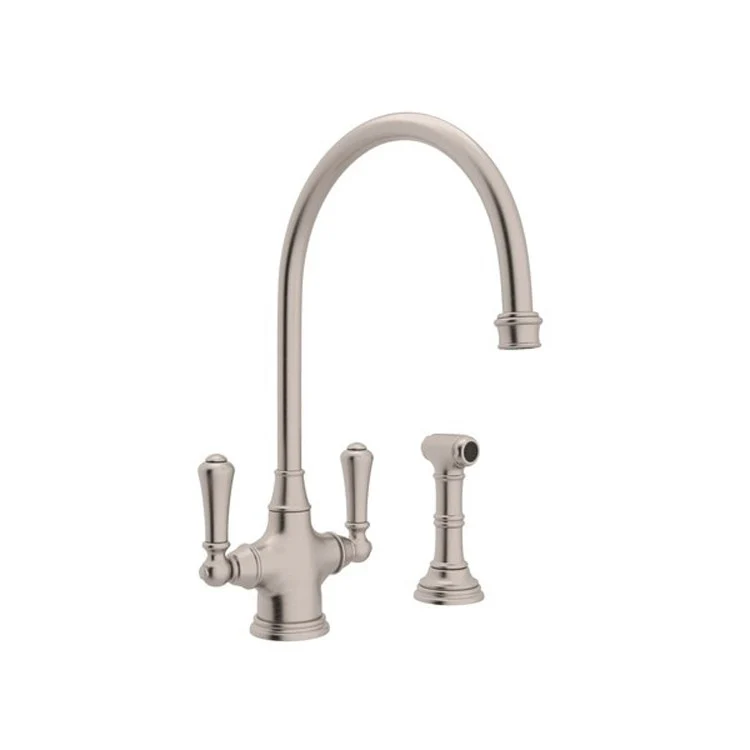 Kitchen Faucet Georgian Era 2 Lever Unlacquered Brass C-Spout 1.8 Gallons per Minute - Frankwebs