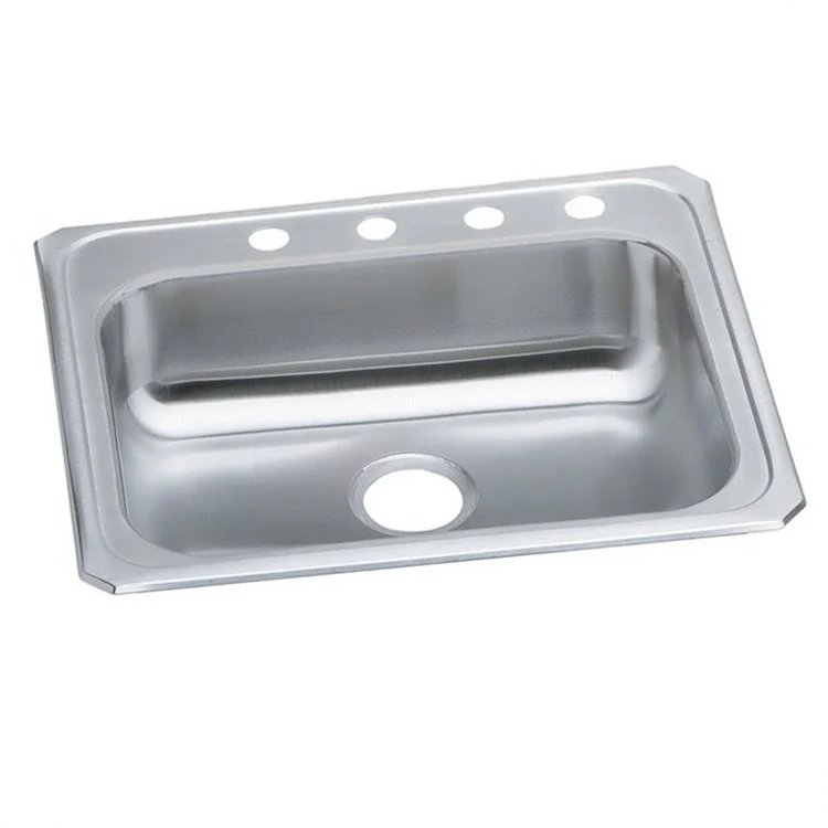 Kitchen Sink Celebrity 25 x 21.25 Inch Single Bowl 4 Hole ADA Brushed Satin Drop-In Rectangle Drain Location Rear Center Depth 5-3/8 Inch Bottom Only Pads - Frankwebs