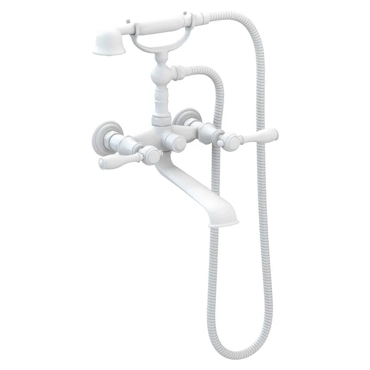 Tub Filler Victoria Wall Mount Exposed with Handshower 6 Inch Spread 2 Lever ADA Satin Brass PVD 2 Hole - Frankwebs