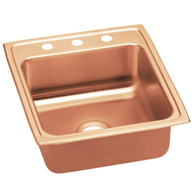 Kitchen Sink 19.5 x 22 Inch Single Bowl Antimicrobial Copper Lustrous Satin Drop-In - Frankwebs