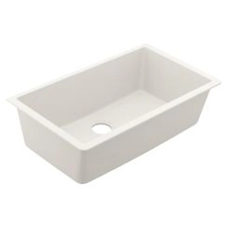 Kitchen Sink Granite Series 33 x 18-1/2 Inch 9-1/2 Inch Single Bowl White Undermount Rear Center Drain - Frankwebs