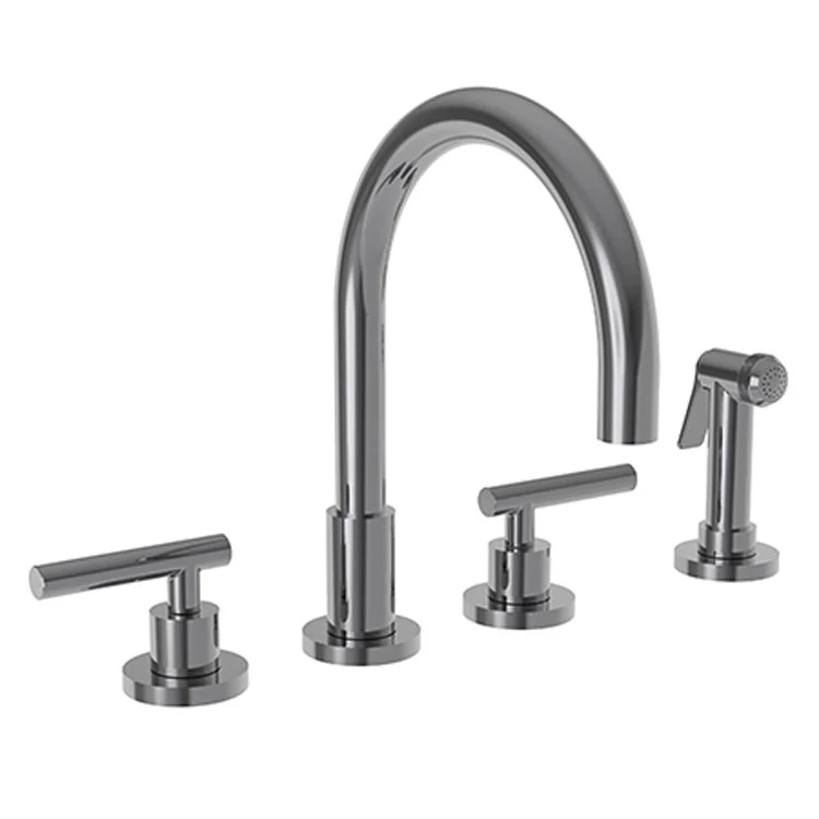 Kitchen Faucet East Linear Widespread 8 to 20 Inch Spread 2 Lever ADA Antique Nickel Sidespray Spout Height 5-5/7 Inch 1.8 Gallons per Minute - Frankwebs