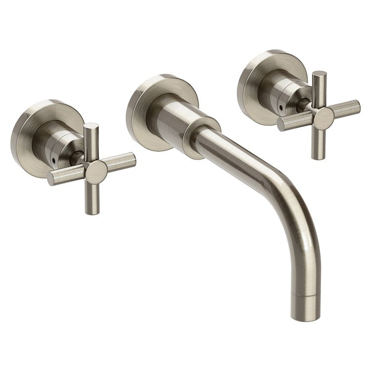 East Linear Two Handle Wall-Mount Bathroom Faucet with Cross Handles - French Gold - Frankwebs