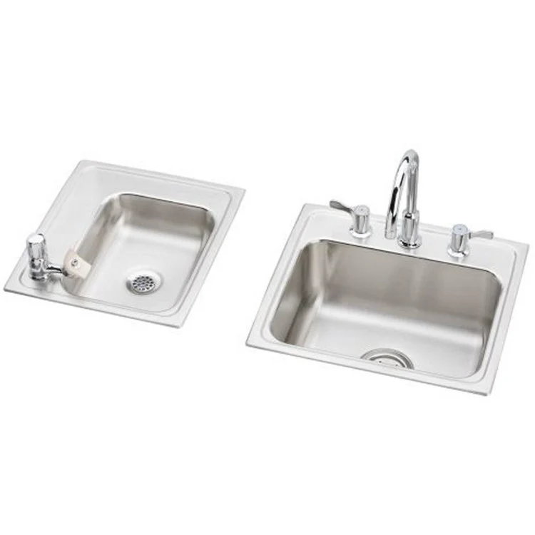Classroom Sink Lustertone 34 x 17 x 7-5/8 Inch 3-1/2 Inch 7-1/2 Inch 2 Bowl Left 4 Hole Lustrous Satin Drop-In 42 Inch - Frankwebs