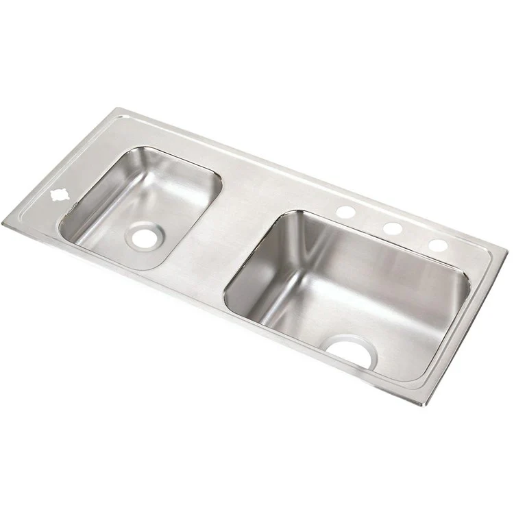 Classroom Sink Lustertone 37.25 x 17 Inch Double Bowl ADA Left 4 Hole Lustrous Satin Drop-In Minimum Cabinet Size 42 Inch 5 Inch 18 Gauge Bottom Only Pads 64090014 Mounting Hardware Included for Countertops Up to 3/4IN - Frankwebs