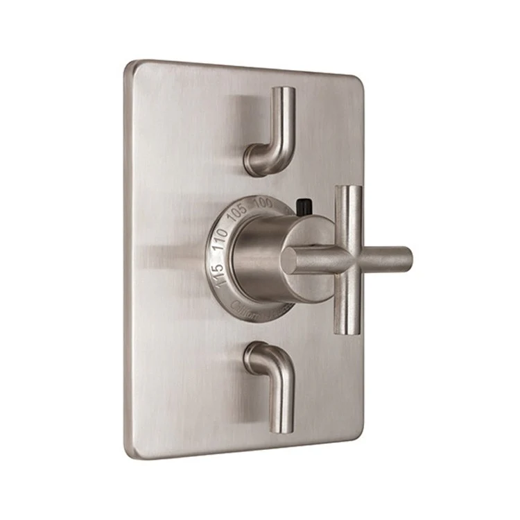 Thermostatic Trim Tiburon Rectangular with Dual Volume Control 3 Cross Bella Terra Bronze Brass - Frankwebs