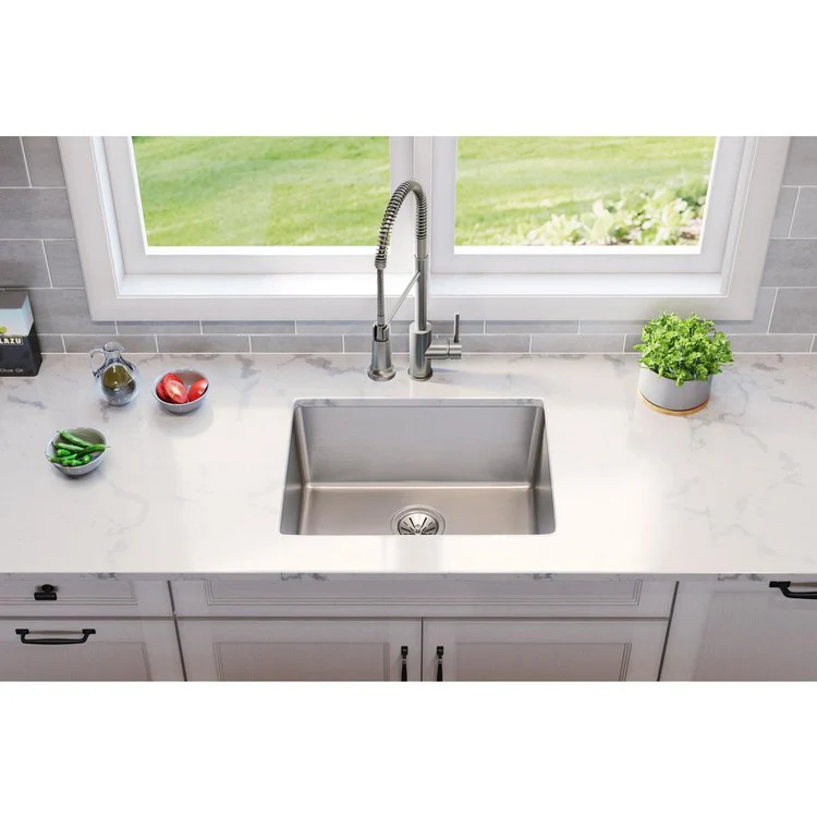 Kitchen Sink Lustertone Iconix 23.5 x 18.25 Inch Single Bowl Luminous Satin Undermount Drain Location Rear Center - Frankwebs