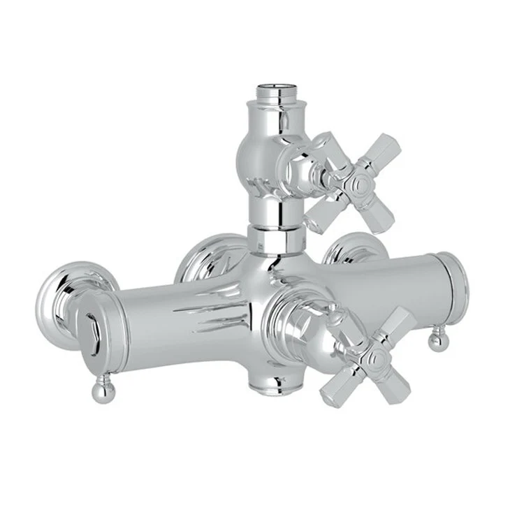 Thermostatic Valve Palladian Exposed with Volume and Temperature Control 2 Cross Polished Chrome - Frankwebs