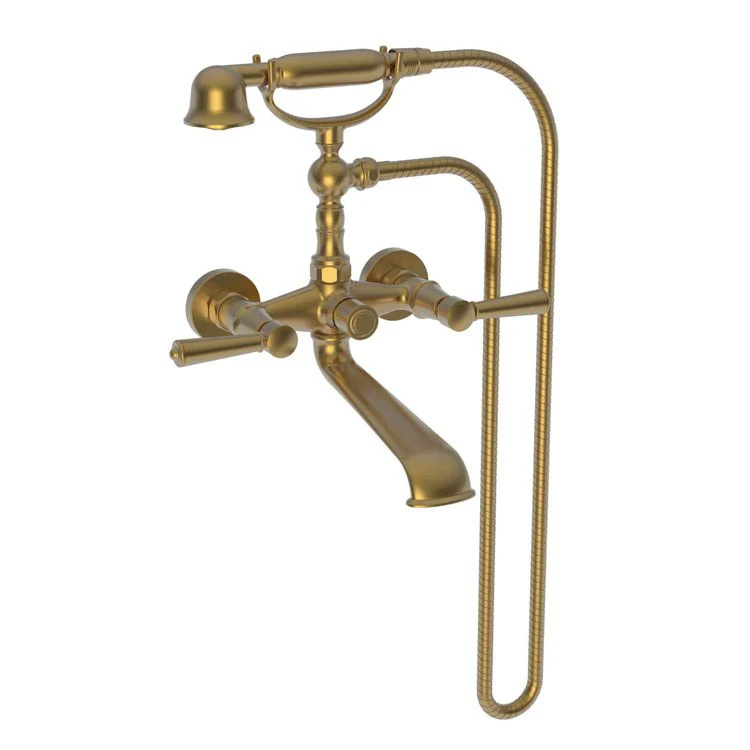 Tub Filler Metropole Wall Mount Exposed with Handshower 6 Inch Spread 2 Lever ADA Antique Nickel 2 Hole - Frankwebs