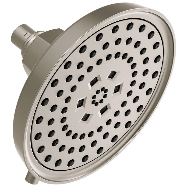 Showerhead Invari 4 Function Brilliance Luxe Steel 7-1/2 Inch 1.75 Gallons per Minute Round H2Okinetic Technology Spray/Full Spray/Massage Spray and Pause - Frankwebs