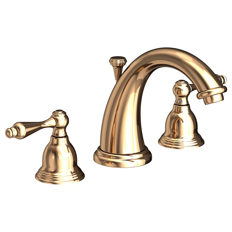 Seaport Two Handle Widespread Bathroom Faucet with Lever Handles with Drain - Polished Brass Uncoated - Frankwebs