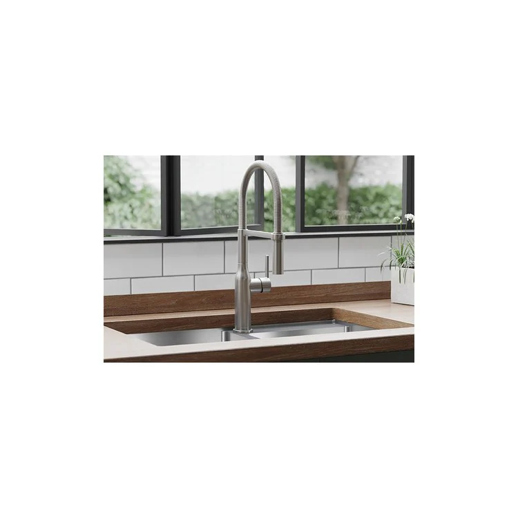 Kitchen Faucet Avado Deck Mount 1 Forward Only Lever ADA Lustrous Steel Semi-Pro 1 Hole Spout Height 20-1/16 Inch - Frankwebs