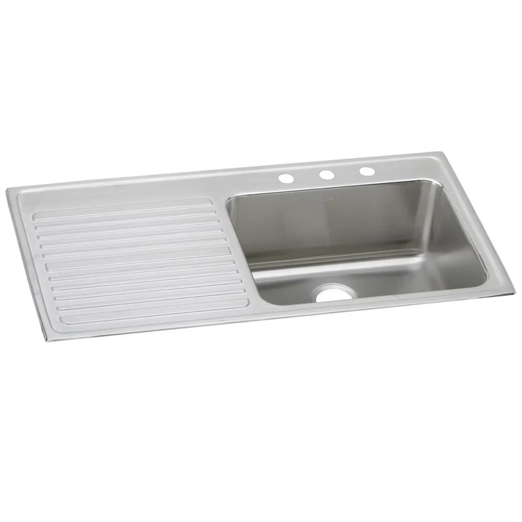 Kitchen Sink Lustertone Classic 43 x 22 Inch Single Bowl with Left Drainboard MR2 Hole Lustrous Satin Drop-In 10 Inch - Frankwebs