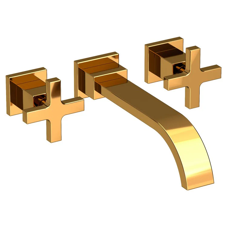 Secant Two Handle Wall-Mount Bathroom Faucet - Polished Brass Uncoated - Frankwebs