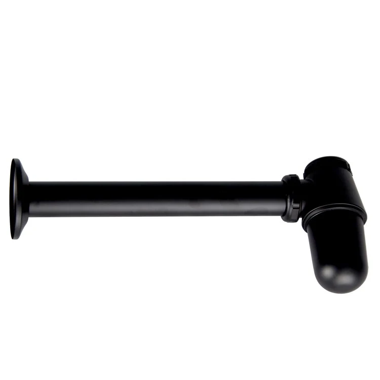 Lavatory Trap 13-5/8 Inch Matte Black Contemporary Decorative with Wall Flange - Frankwebs