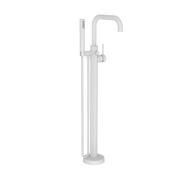 Tub Filler East Square Exposed Freestanding with Handshower 1 Lever ADA Forever Brass PVD Brass 1.8GPM Handshower - Frankwebs