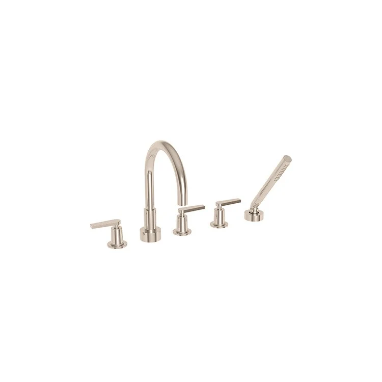 Roman Tub Trim Dorrance Deck Mount with Handshower 3 Lever Satin Brass PVD ADA 8 to 20 Inch Spread - Frankwebs