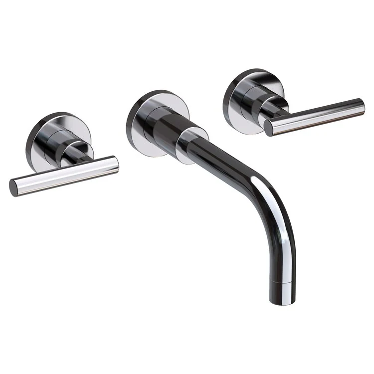 East Linear Two Handle Wall-Mount Bathroom Faucet with Lever Handles - Polished Chrome - Frankwebs