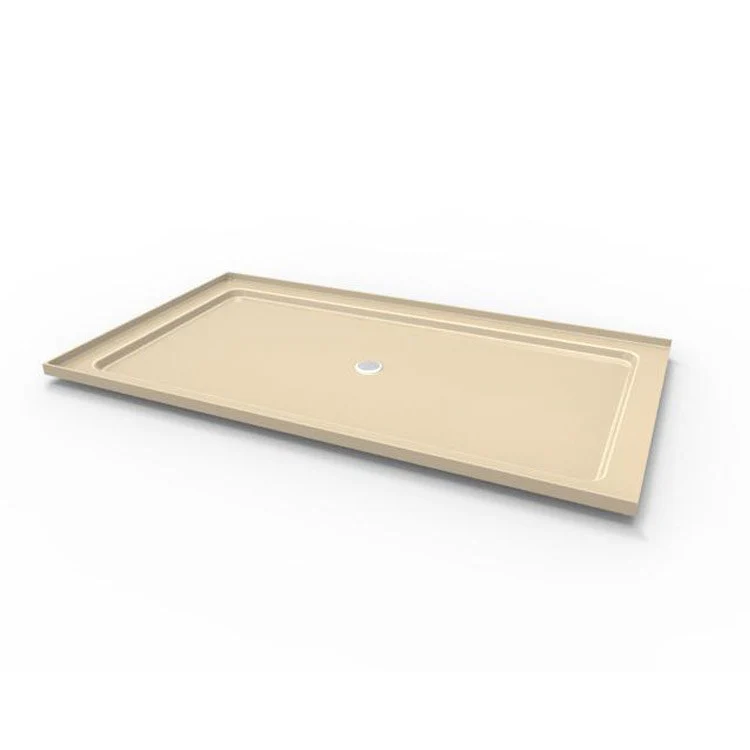 Shower Base Rectangular Bone 75 x 36 Inch Acrylic Standard Polished Chrome Drain Included - Frankwebs