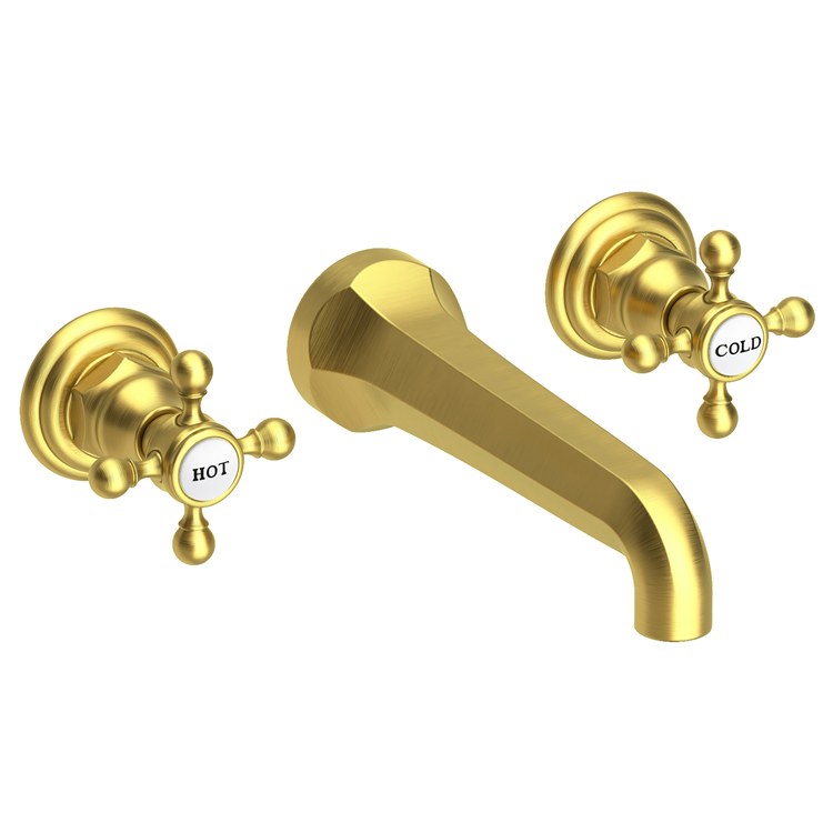 Lavatory Faucet Astor Wall Mount 8 Inch Spread 2 Cross ADA Watersense Flat Black 1.2 Gallons Per Minute Brass Less Drain Spout Reach 7-1/2 Inch - Frankwebs