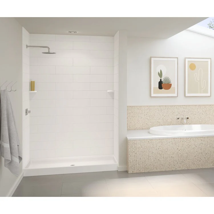 Shower Wall Kit Modern Subway Tile Glue Up 36 x 62 x 84 Inch White Swanstone - Frankwebs