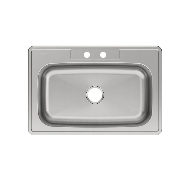 Kitchen Sink Dayton 33 x 22 Inch Single Bowl Equal 2 Hole Elite Satin Drop-In Drain Location Center 8 Inch Bottom Only Pads - Frankwebs