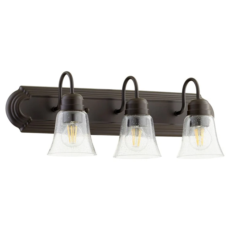 Traditional Three-Light Bathroom Vanity Fixture with Clear Seeded Glass Shades - Frankwebs
