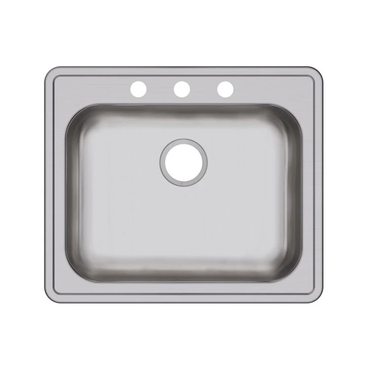 Kitchen Sink Dayton 25 x 21.25 Inch Single Bowl 3 Hole ADA Satin Drop-In Top Mount Rectangle Drain Location Rear Center Depth 5-3/8 Inch Bottom Only Pads - Frankwebs