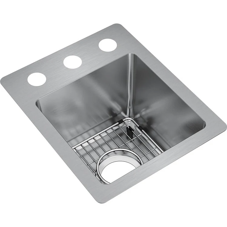 Sink Kit Crosstown Dual Mount 13 x 16 Inch Single Bowl 3 Hole Polished Satin Bottom Grid - Frankwebs