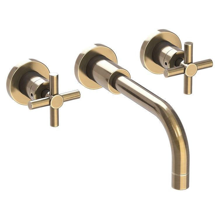 East Linear Two Handle Wall-Mount Bathroom Faucet with Cross Handles - French Gold - Frankwebs