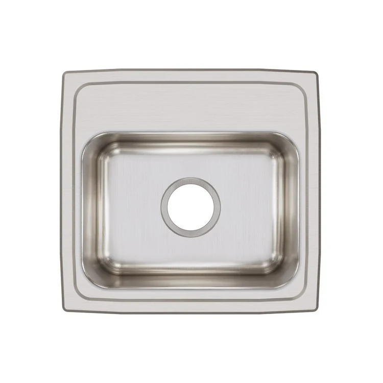 Kitchen Sink Lustertone Classic 17 x 16 Inch Single Bowl Lustrous Satin Drop-In Stainless Steel Drain Location Center Sides and Bottom Pads - Frankwebs