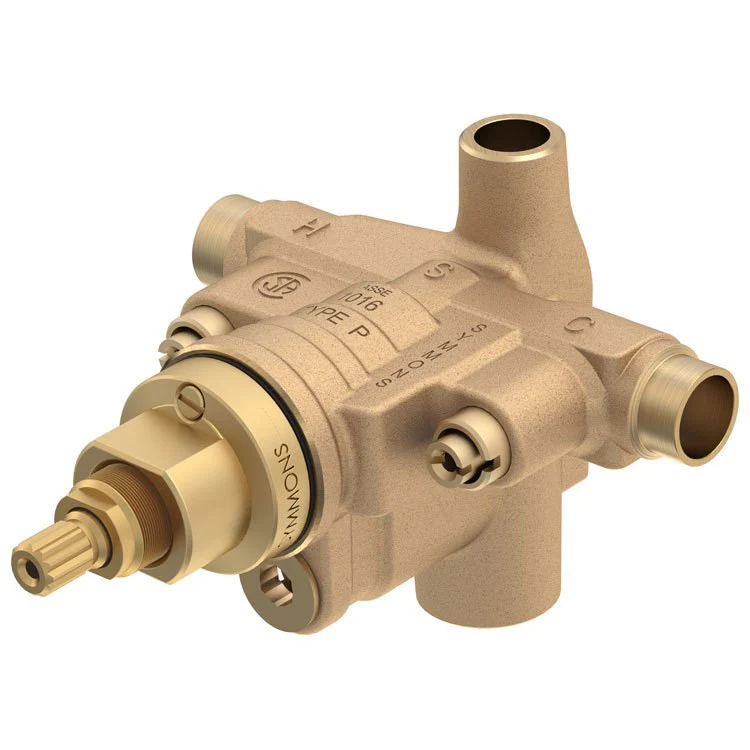 Temptrol Four Port Shower Mixing Valve with Volume Control, Stops and 1/2