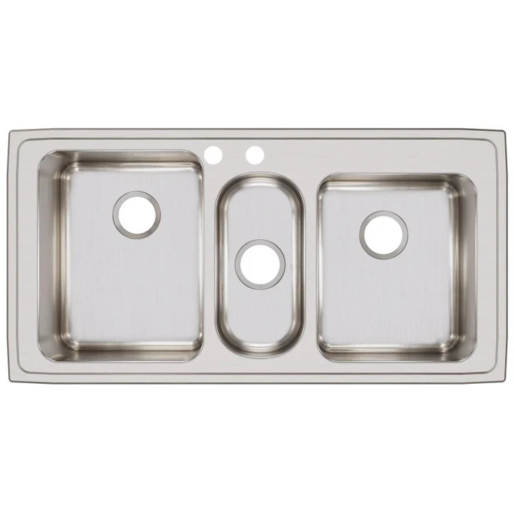 Kitchen Sink Lustertone Classic 43 x 22 Inch Triple Bowl 2 Hole Lustrous Satin Drop-In - Frankwebs