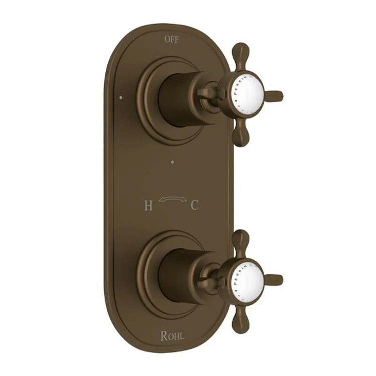 Thermostatic Trim Edwardian 1/2 Inch with Diverter Round Edge 2 Cross Polished Chrome Brass - Frankwebs