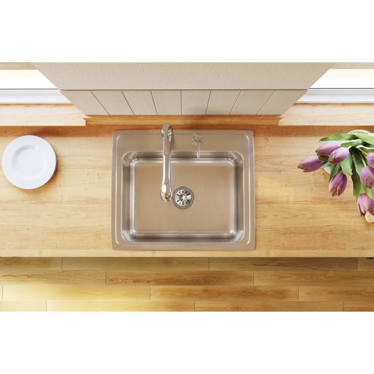 Kitchen Sink Lustertone Classic 25 x 21.25 Inch Single Bowl 2 Hole Lustrous Satin Drop-In - Frankwebs