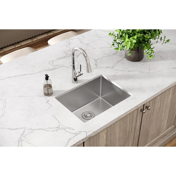 Kitchen Sink Crosstown 23.5 x 18.25 Inch Single Bowl Polished Satin Undermount Drain Location Rear Center Includes 1000001301 Template - Frankwebs