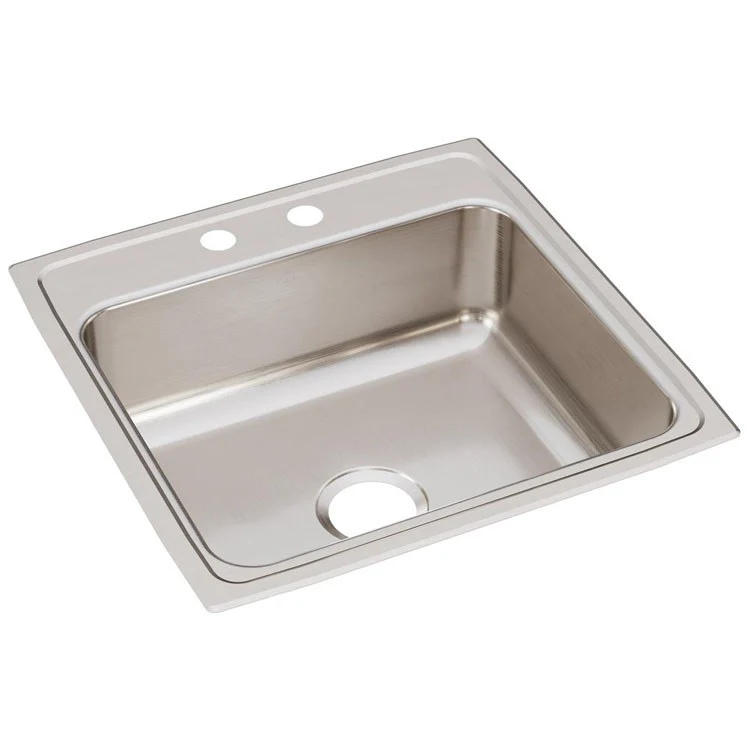 Kitchen Sink Lustertone Classic 22 x 22 Inch Single Bowl 2 Hole Lustrous Satin Drop-In Stainless Steel Drain Location Center Bottom Only Pads - Frankwebs