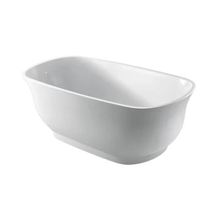 Freestanding Tub Ceres 59 Inch Oval Acrylic White/Brushed Nickel Drain and Overflow No Faucet Holes - Frankwebs