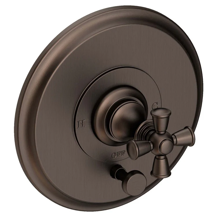 Sutton Pressure Balance Tub/Shower Valve Trim Only with Cross Handle - Satin Bronze PVD - Frankwebs