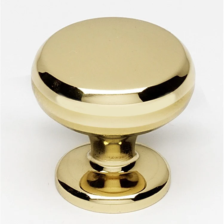 Knob V Collection Round Polished Brass Brass 1-1/8 Inch 1-1/8 Inch 13/16 Inch - Frankwebs
